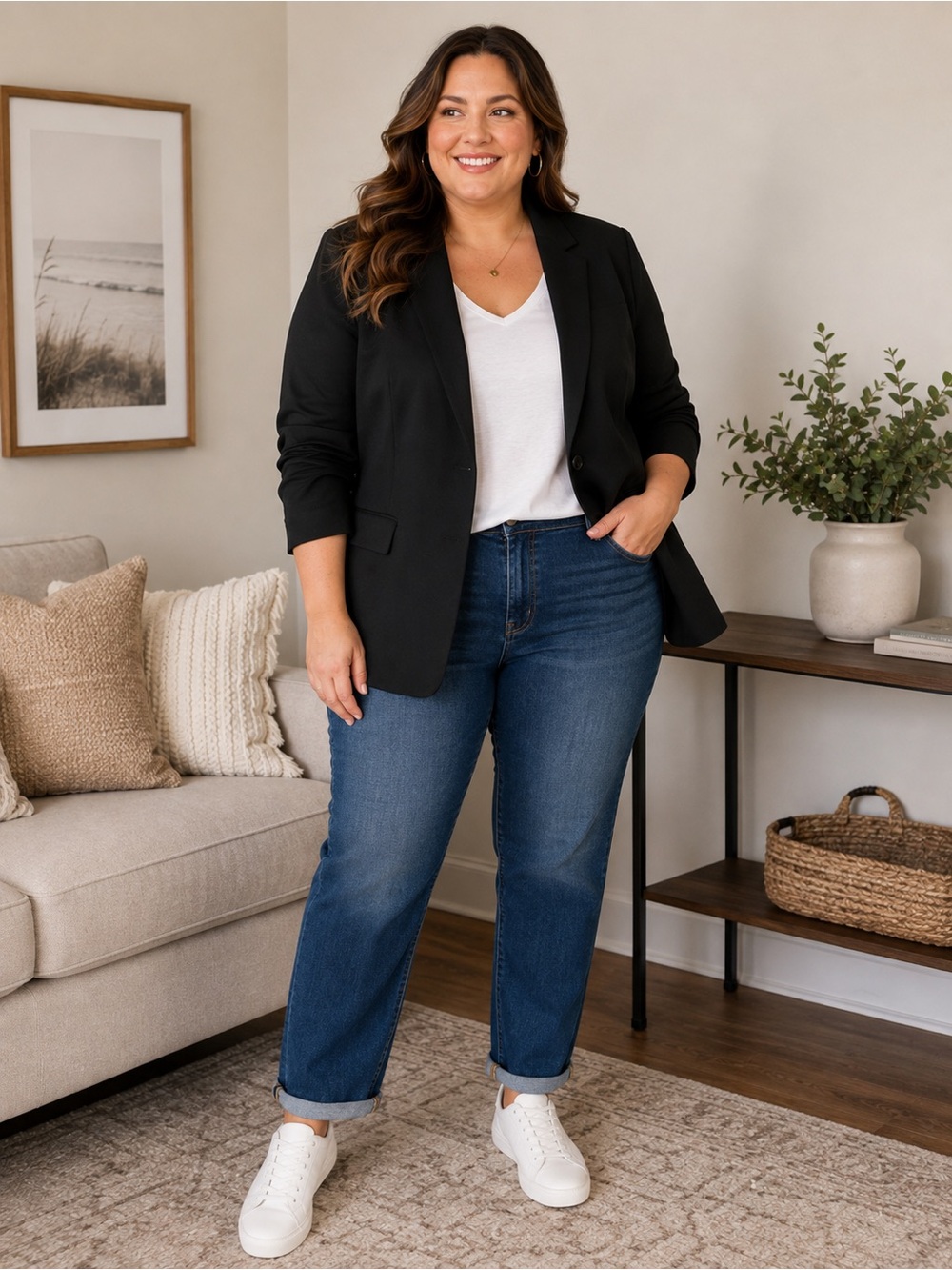 Talbots Black Classic Single-Button Blazer